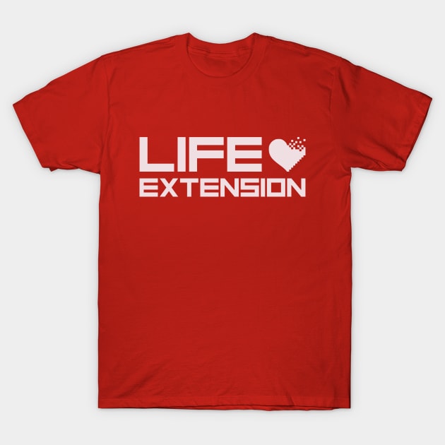 Life Extension Pixel Heart - Longevity Design T-Shirt by Family Heritage Gifts